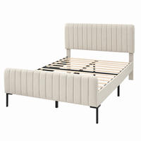POLSTERBETT 140/200 mit verstellbarem Kopfteil und Matratze in Grau-Beige - Beige/Grau, Holzwerkstoff/Textil (140/200cm) - EVRYAE