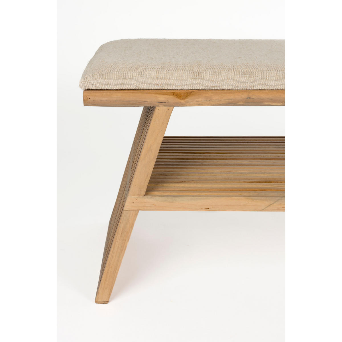 SITZBANK Djia 134x34x40 cm - Creme/Braun, Holz (110/40/34cm) - Housecraft Living
