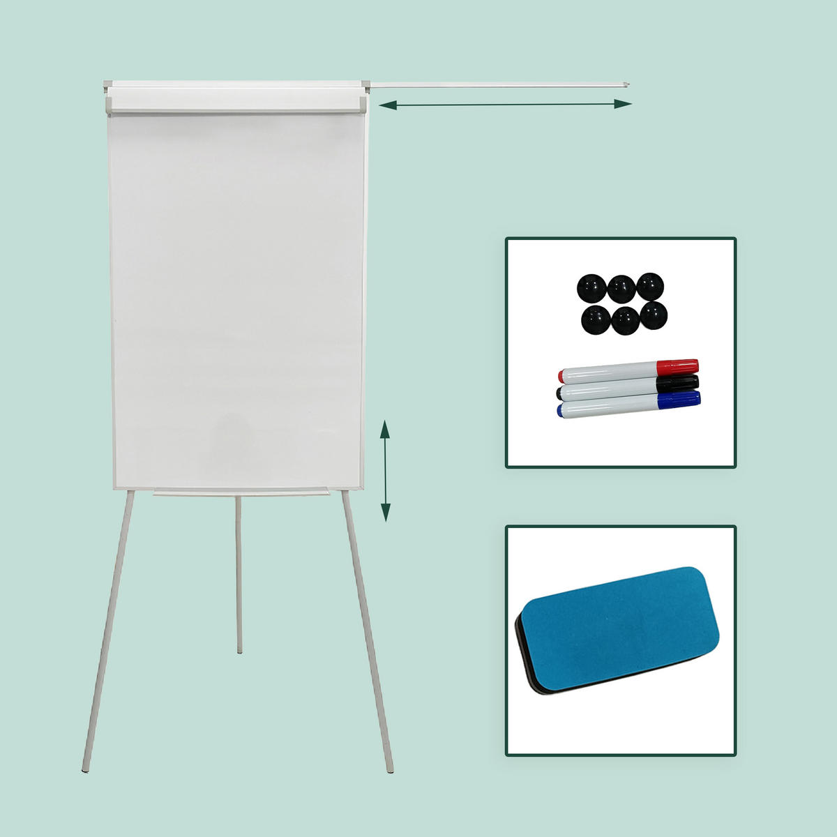FLIPCHART Whiteboard - Weiß, Kunststoff/Metall (70/100/1.1cm) - Relaxdays