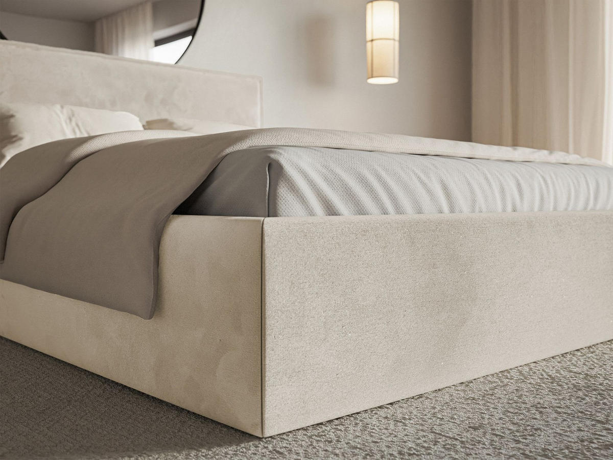 POLSTERBETT Softie Slim Beige Velours 180x200 - Beige, Textil (180/200cm) - Selsey