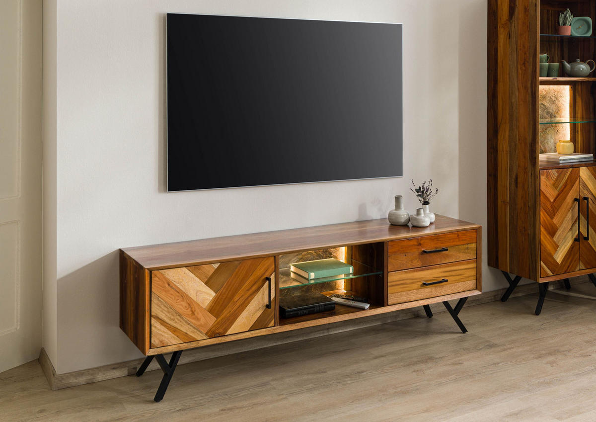 TV-BOARD Altholz 180x40x56 natur lackiert AVIGNON #100 - Naturfarben, Holz (180/56/40cm) - Massivmoebel24