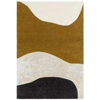 TEPPICH Wolle handgetuftet hoch-tief abstrakte Landschaft schalldämpfend HULL-Humber, Senfgelb 120x170 cm - Currygelb, Textil (120/170cm) - KADIMA DESIGN