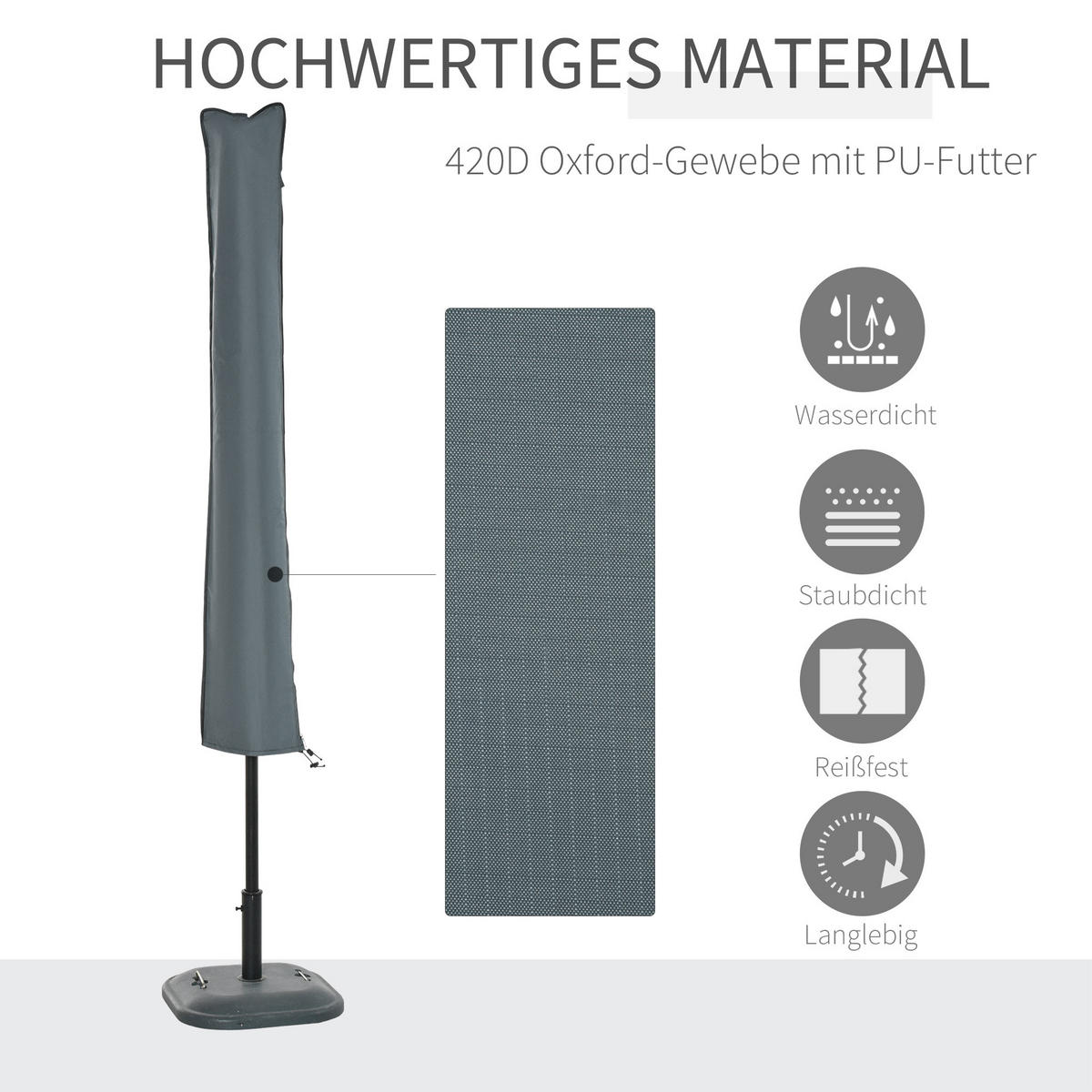 SONNENSCHIRMHÜLLE, Oxfordstoff, Grau - Grau, Kunststoff (35/1/178cm) - Outsunny