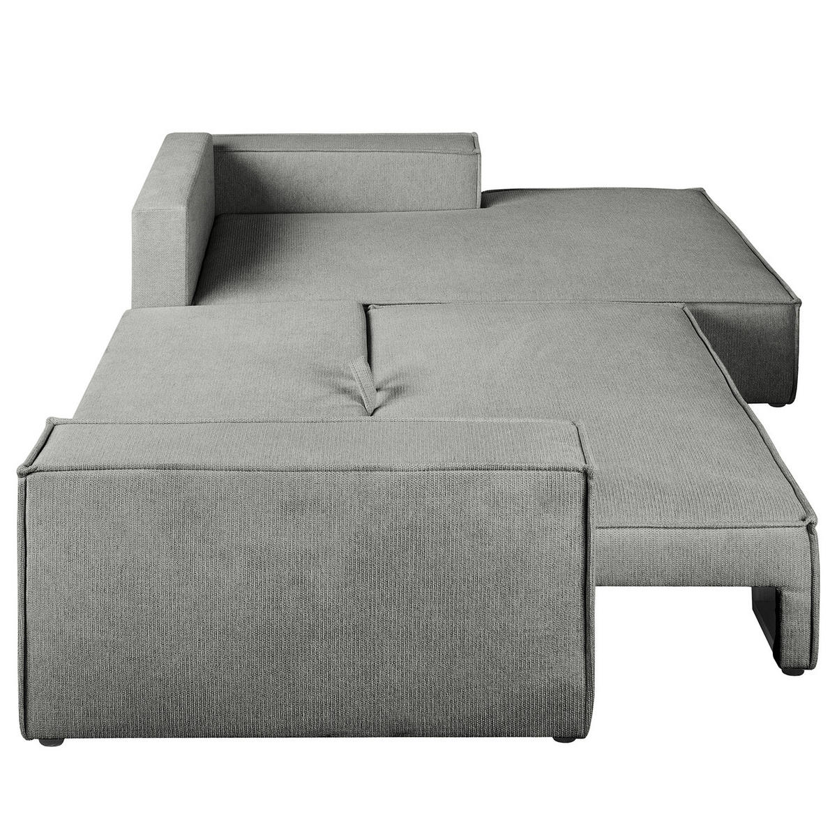 ECKSOFA mit Schlaffunktion - Longchair - Dunkelgrau/Schwarz, Kunststoff/Textil (294/185cm) - home24