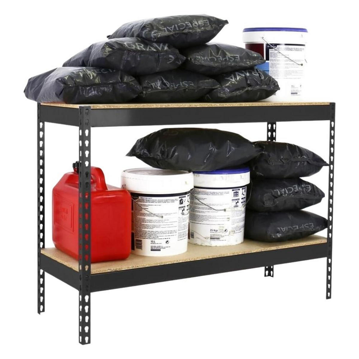 SCHWERLASTREGAL MINI WOOD YETI TWO | HxBxT 90x150x45cm | Fachlast 400kg | Anthrazit - Anthrazit, Metall (150/90/45cm) - PROREGAL