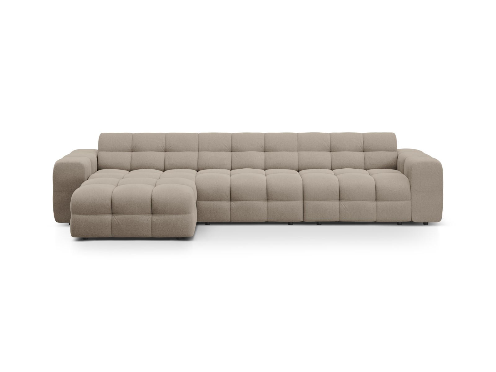 ECKSOFA links Kendal aus strukturiertem Stoff dunkelbeige 5 Sitzplätze - Mokka, Textil (173/357cm) - Micadoni