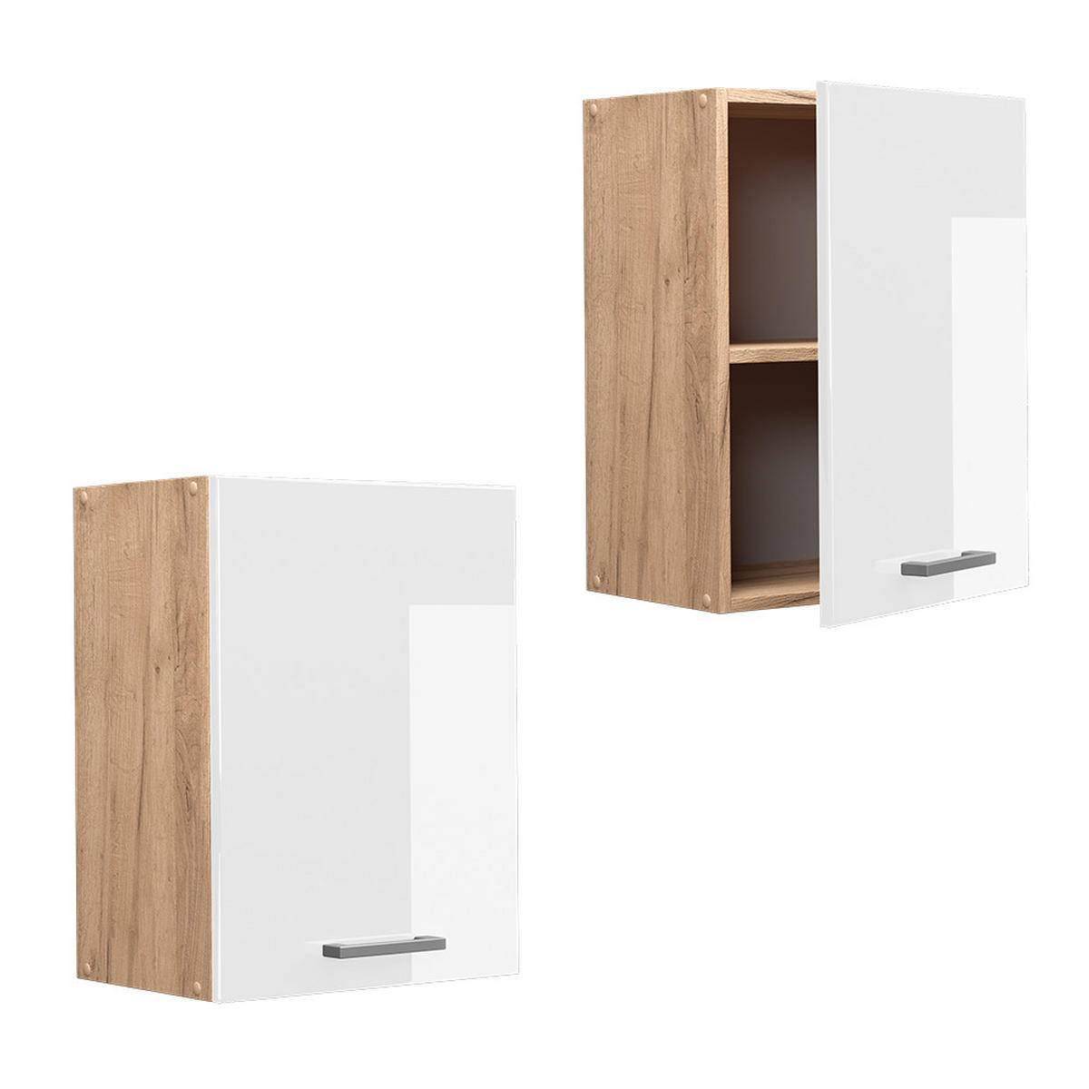 HÄNGESCHRANK R-Line Weiß Hochglanz 45 cm - Honigeiche/Weiß Hochglanz, Holzwerkstoff (45/60/31cm) - Vicco