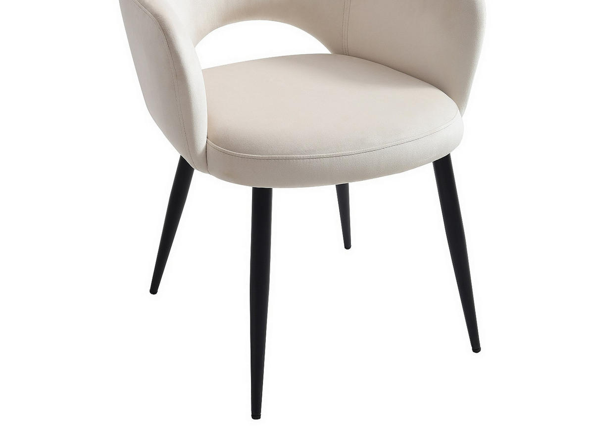 STUHL mit Armlehnen 2er-Set - Samt & schwarzes Metall - Beige - ALSEY - Beige, Textil (58/81/61cm) - Vente-Unique