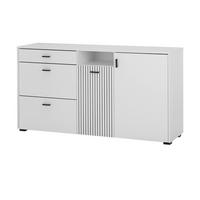 SIDEBOARD weiß matt, Kommode 150 cm - Schwarz/Weiß, Holzwerkstoff/Kunststoff (150/80/42cm) - Furn.Design