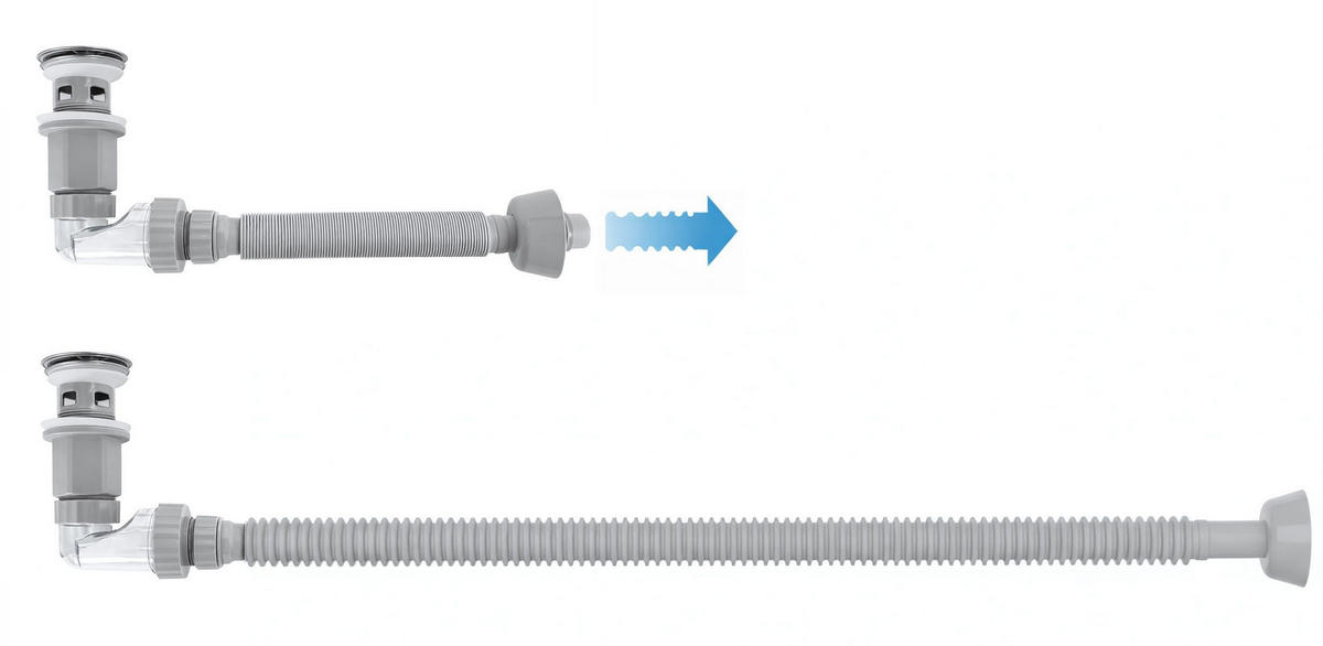WASCHBECKEN-SIPHON Klik-klak Universal Rea Flow Chrome - Chromfarben, Metall (6.3/8.2/93cm) - REA
