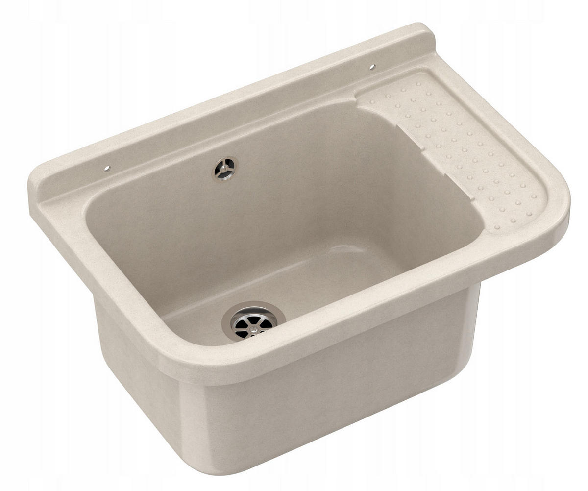 SPÜLBECKEN Poli mit Batterie - Beige, Kunststoff (50/34/21cm) - Granitan