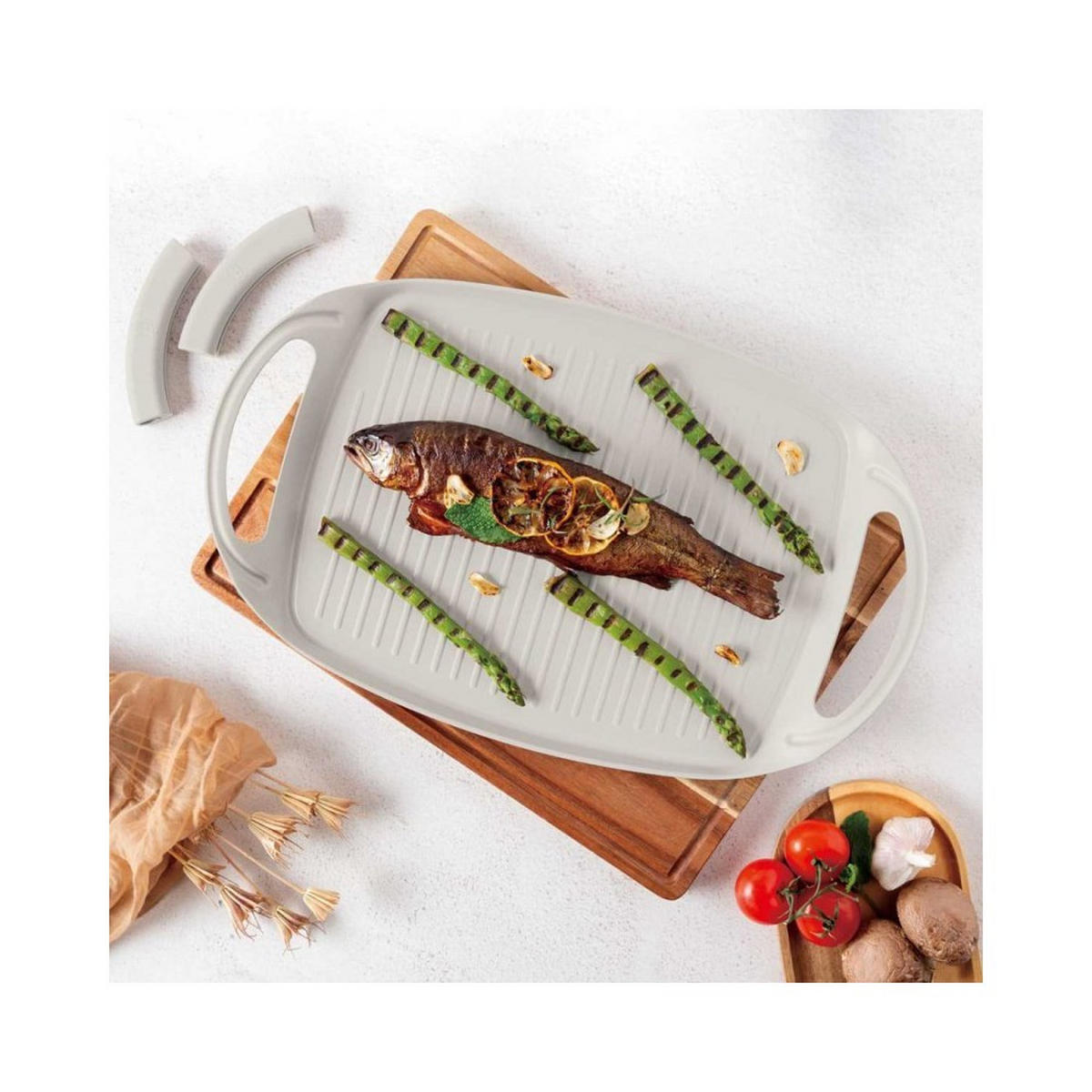 GRILLPFANNE Weiß 47/29/1 cm BH8077 - Weiß, Kunststoff (47cm) - Berlinger Haus