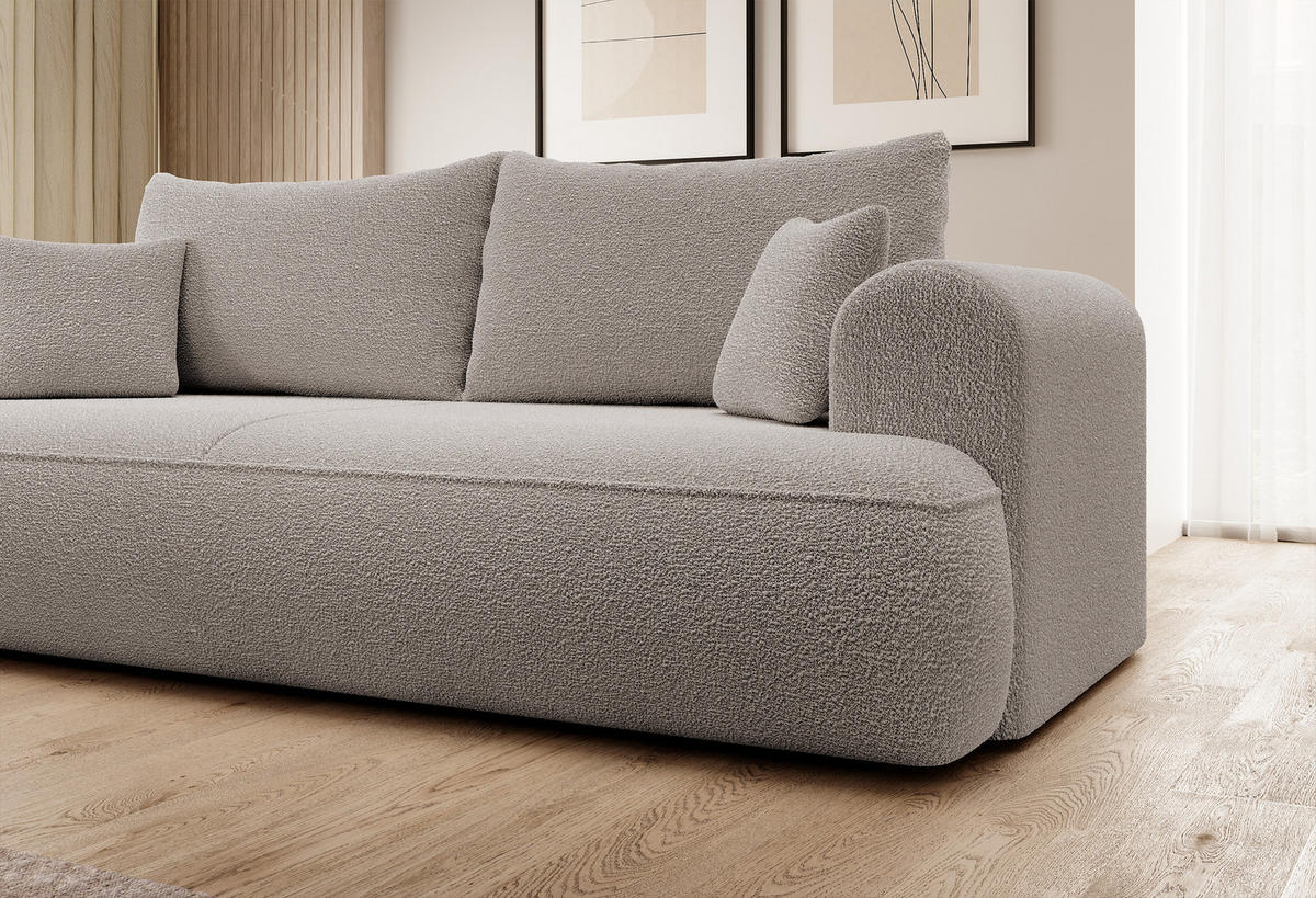 SCHLAFSOFA Ovo Dunkelbeige Boucle - Sandfarben, Textil (250/93/110cm) - Selsey