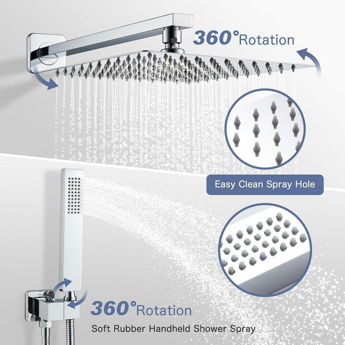 DUSCHARMATUR Set Unterputz mit Regendusche und Handbrause Chrom - Silberfarben, Metall (33/14.8/45cm)