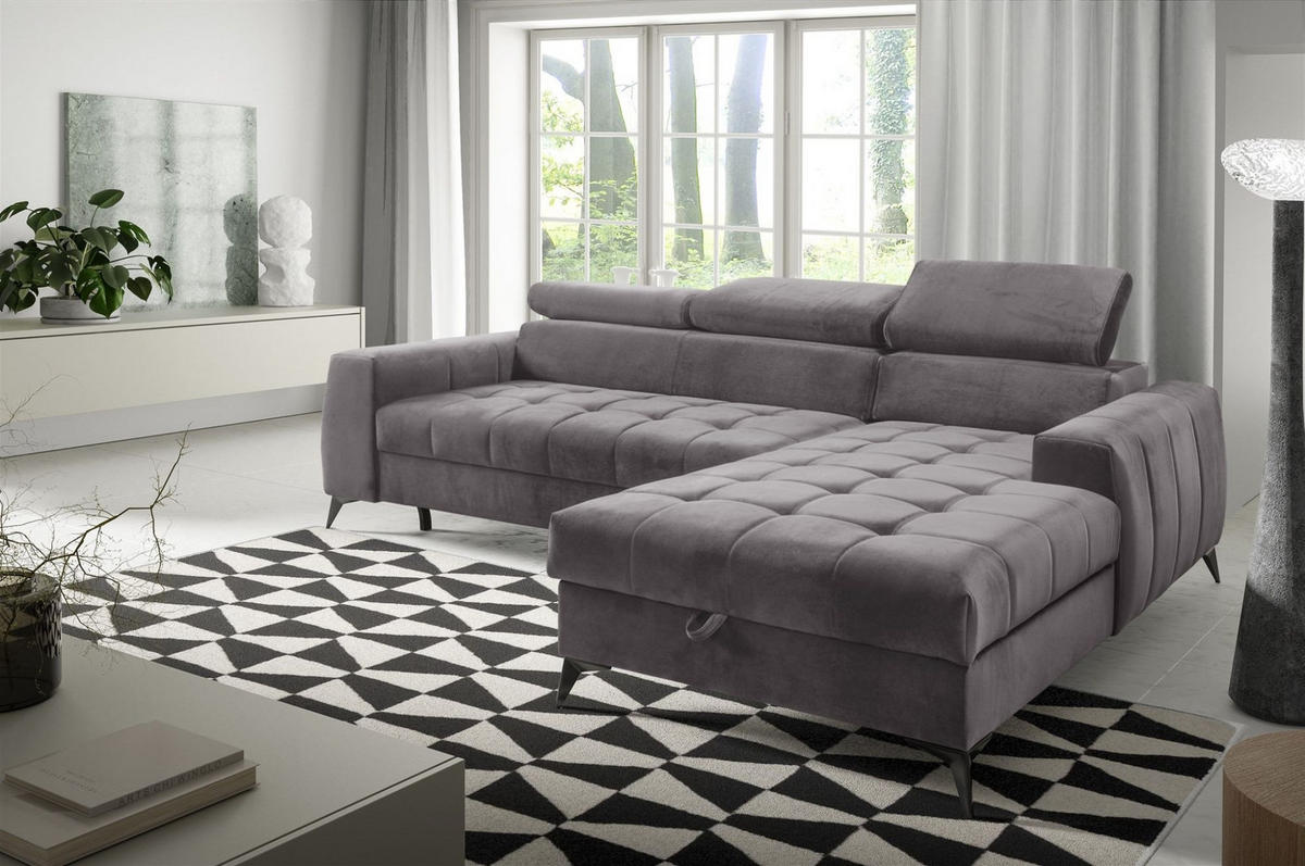 ECKSOFA Agnesa Xs In Salvador - Grau, Holzwerkstoff/Textil (260/200cm) - Fun Möbel