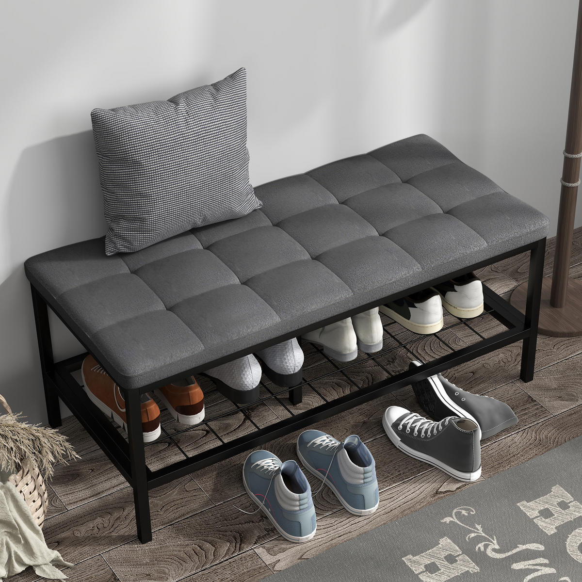 SCHUHBANK Grau 90/41/40 cm - Grau, Textil (90/40/41cm) - PANGIVO