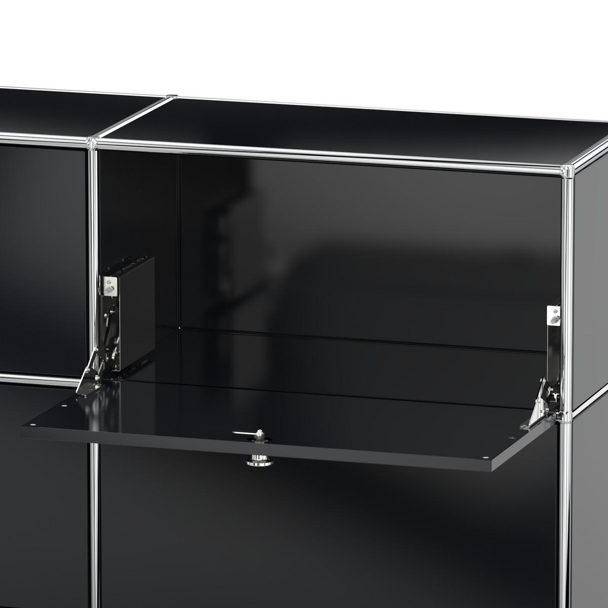 HOCHSCHRANK, 3 Klappen, Schloss, Breite 77 cm, Graphitschwarz - Chromfarben/Silberfarben, Metall (40/118/77.2cm) - Versee