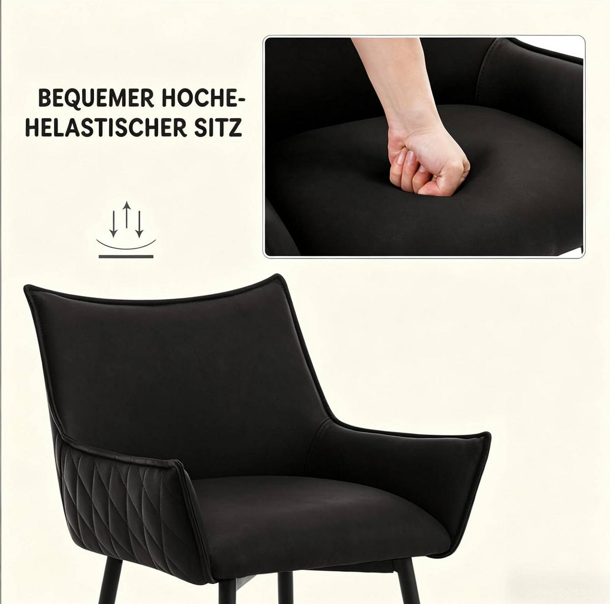 BARHOCKER mit Armlehnen 2er-Set 51 x 49 x 90 cm Anthrazit PU-Leder - Braun, Metall (49/90/51cm) - Meubliv