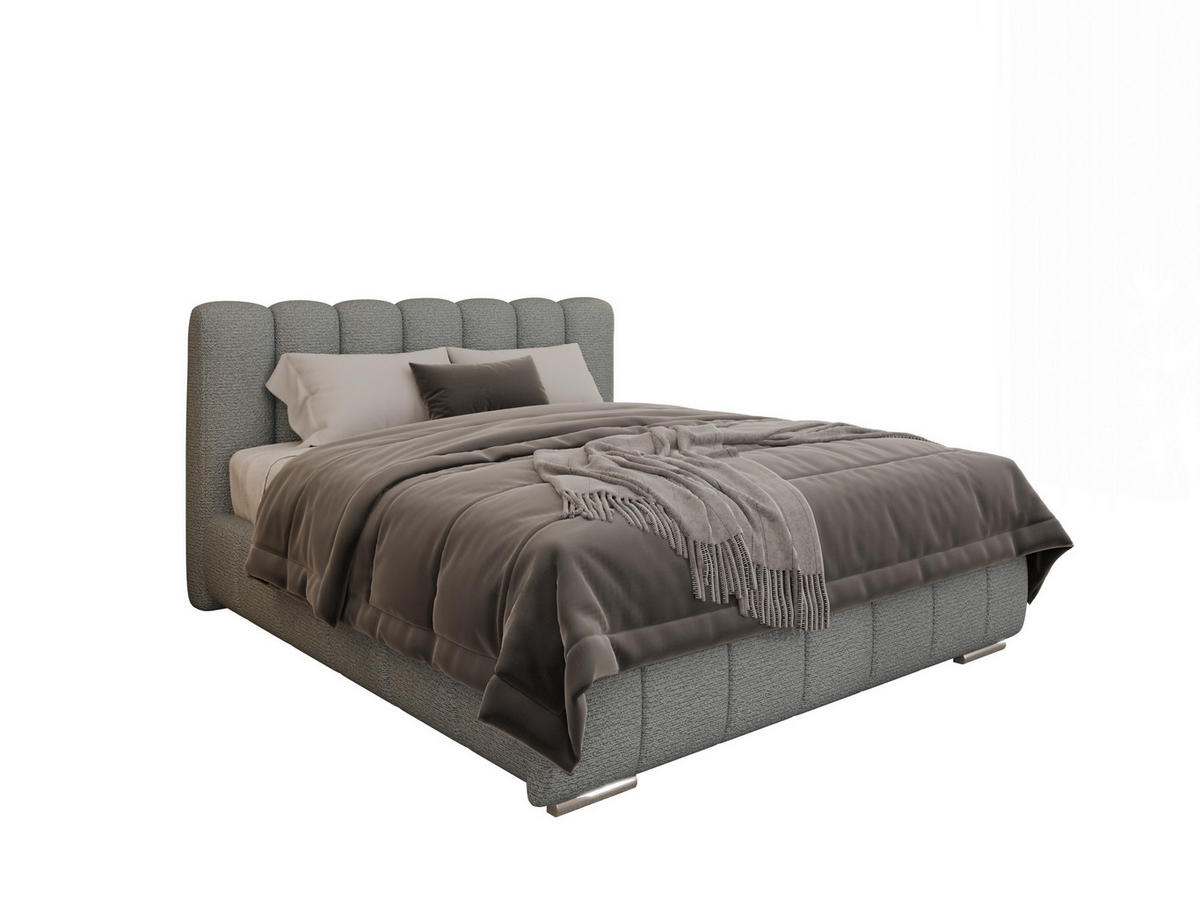 POLSTERBETT Zaira 160x200cm – Elegantes Polsterbett für modernen Wohnstil , Taschenfederkernmatratze Pocket (19cm), Blaugrau - Blaugrau, Holz (160/200cm) - Panda Möbel