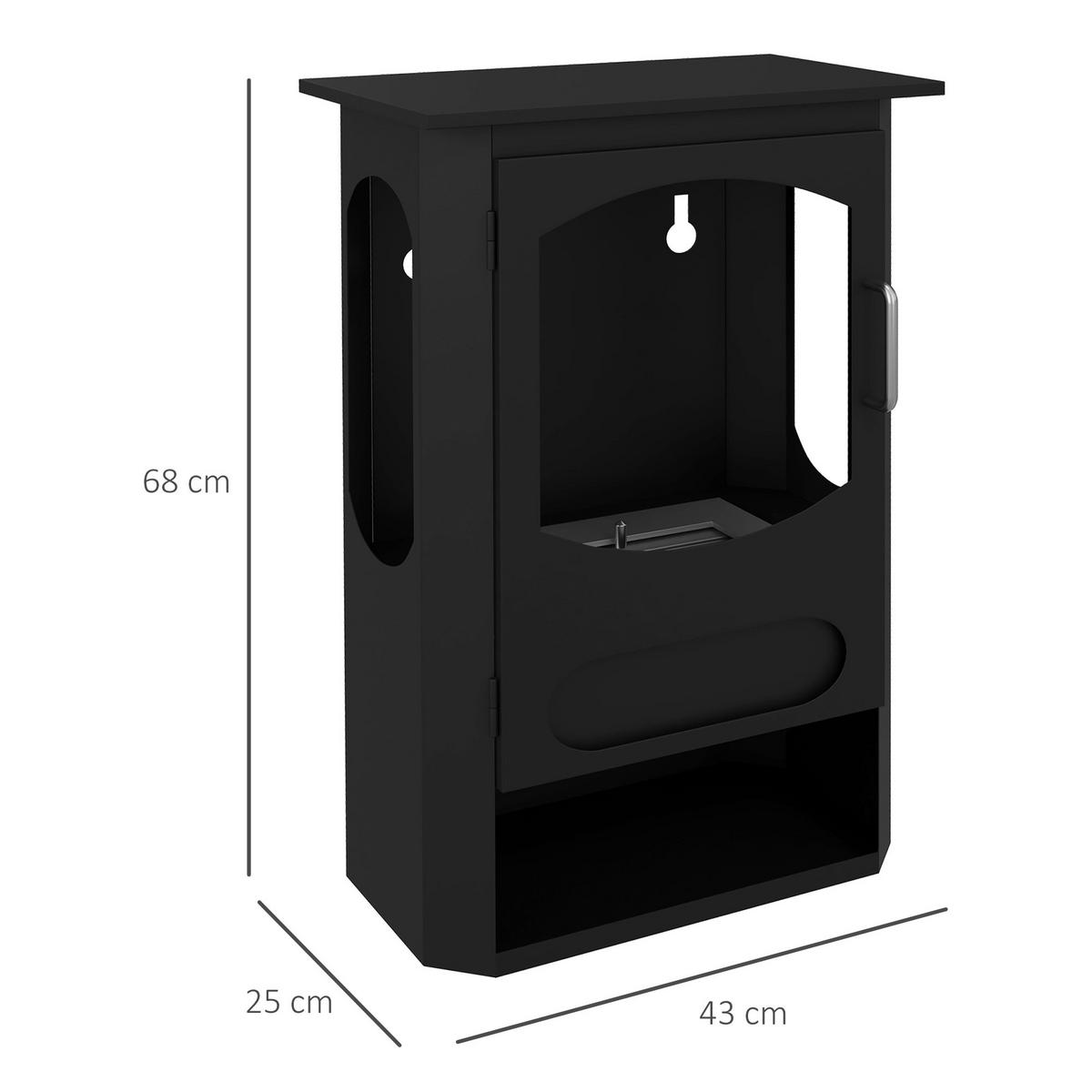 ETHANOL-KAMIN 7000 BTU Ethanol Ofen mit 3h Brenndauer, Flammenlöscher, Stahl - Schwarz, Metall (25/68/43cm) - HOMCOM