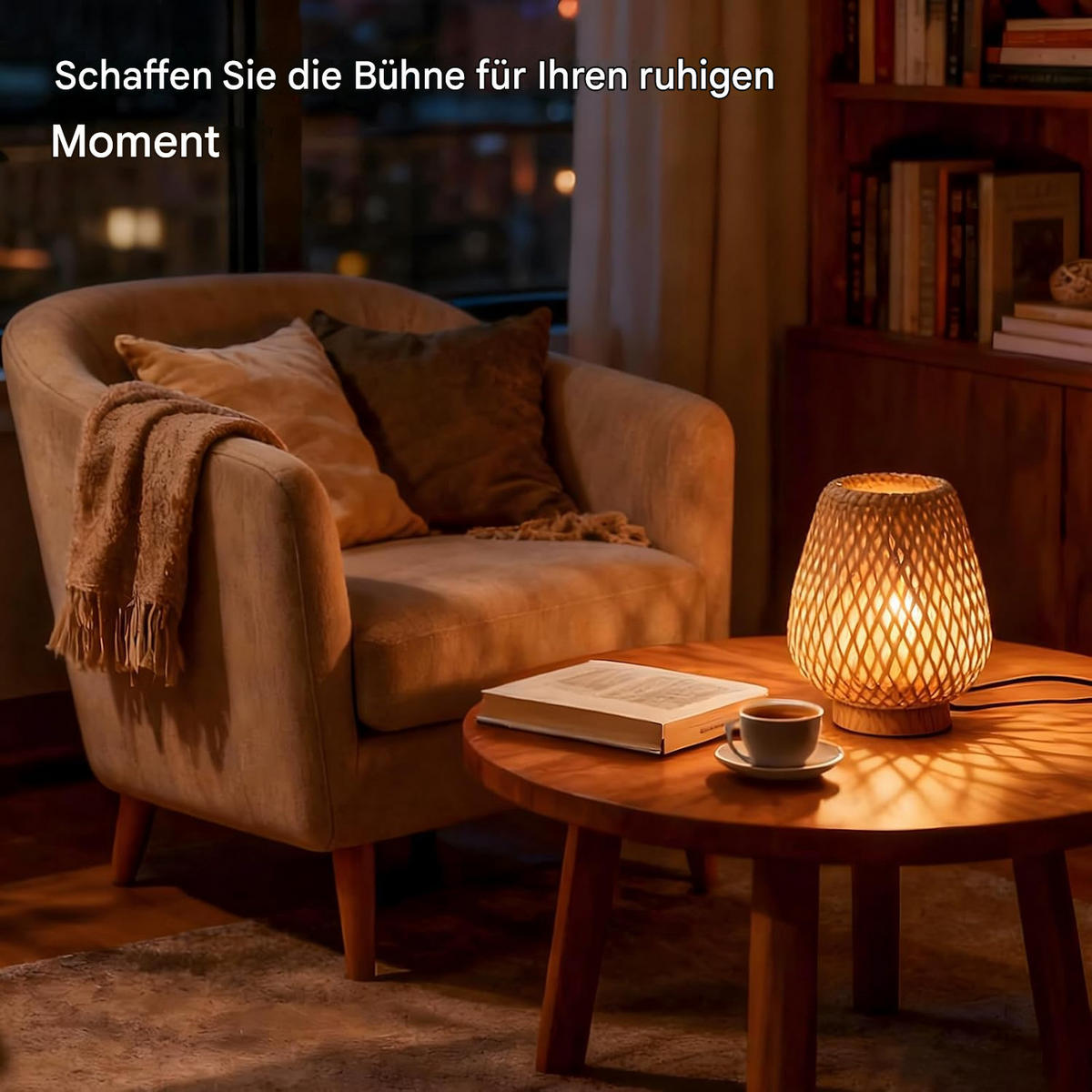 TISCHLEUCHTE Doppellagen Stoffschirm Holzfuß - Braun, Naturmaterialien (21/20/25cm) - Weltevree