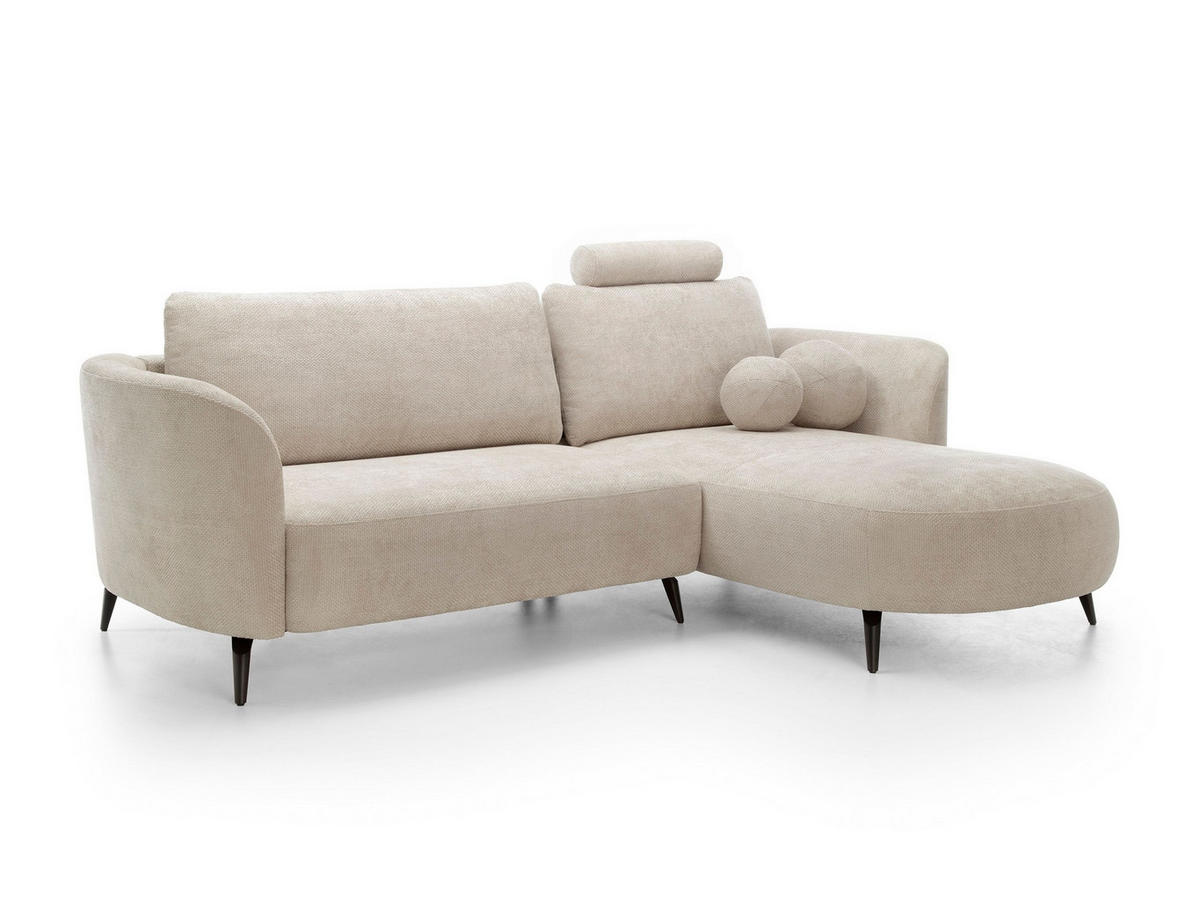 ECKSOFA VICO Beige Chenille mit Schlaffunktion - Beige, Holz (260/182cm) - MASSENO