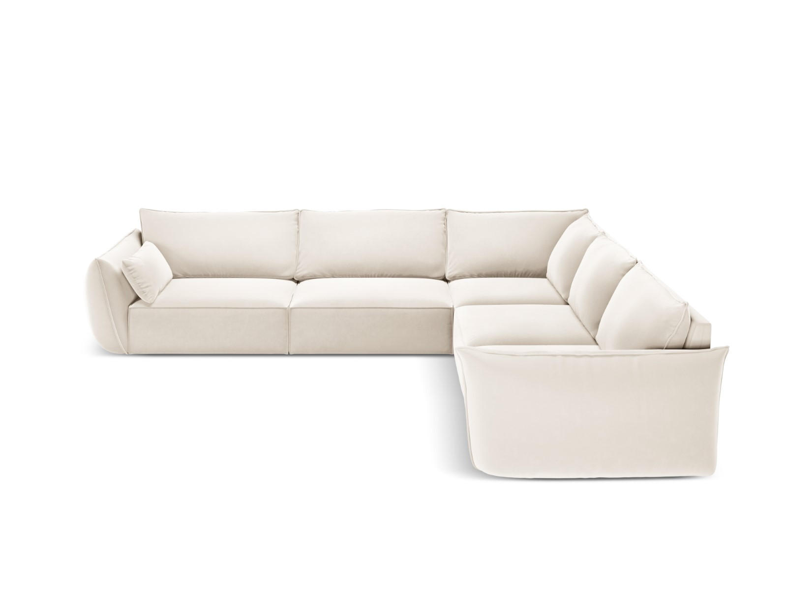WENDBARES-ECKSOFA Kaelle aus Samt leichtes beige 7 Sitzplätze - Creme, Textil (286/286cm) - Micadoni