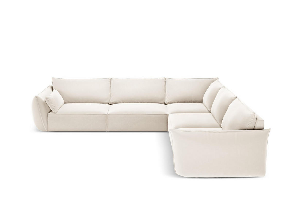 WENDBARES-ECKSOFA Kaelle aus Samt leichtes beige 7 Sitzplätze - Creme, Textil (286/286cm) - Micadoni