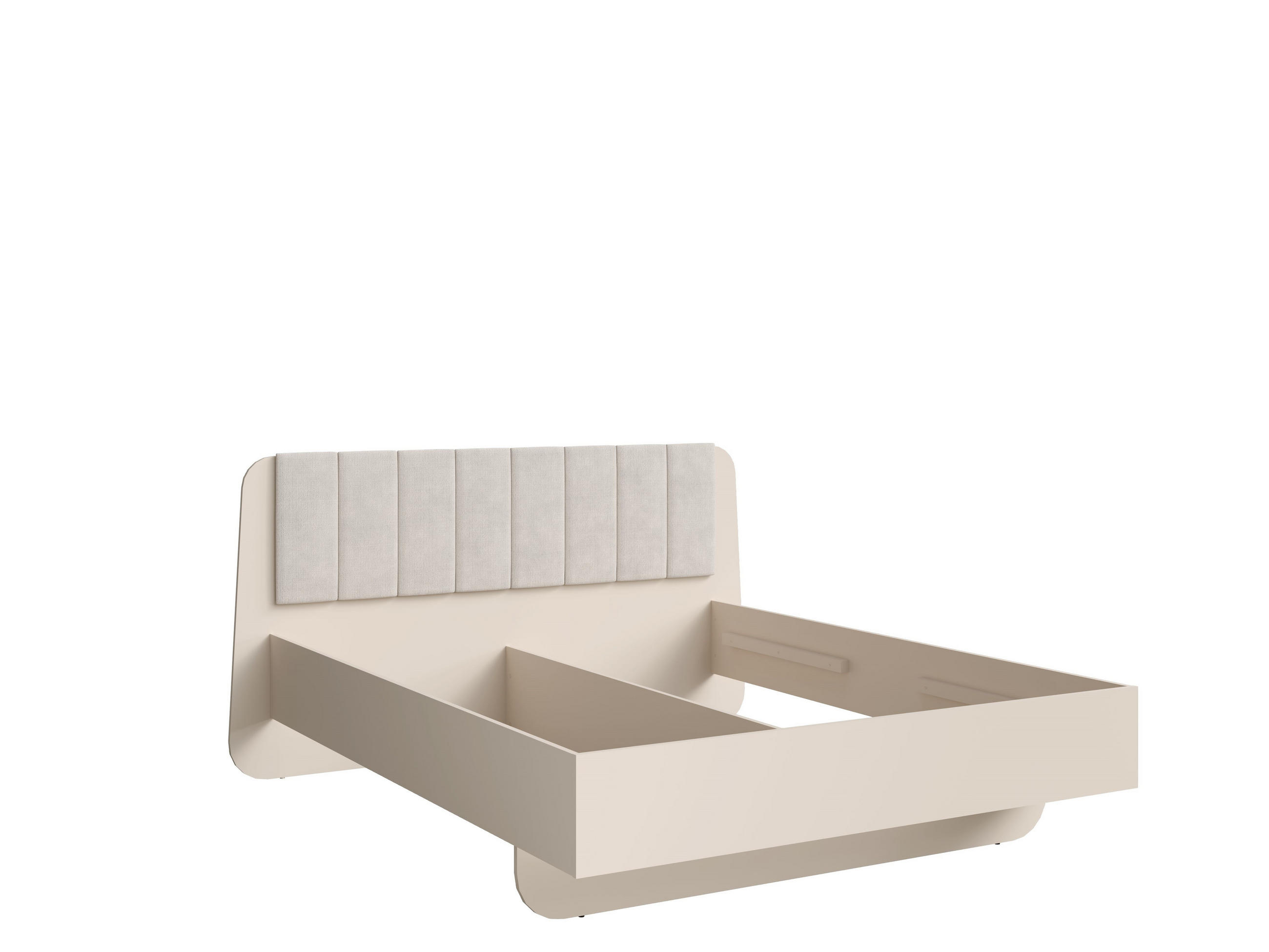 BETT LEVARO – 160×200 cm mit Lattenrost, ohne Bettkasten Wüstensand - Sandfarben, Holzwerkstoff (160/200cm) - Milaros Markt