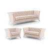 SITZGARNITUR 3+2+1 Chesterfield Whitby Beige Samt mit silbernen Füßen - Beige/Silberfarben, Holz/Textil (237/78/82cm) - S-Style Möbel