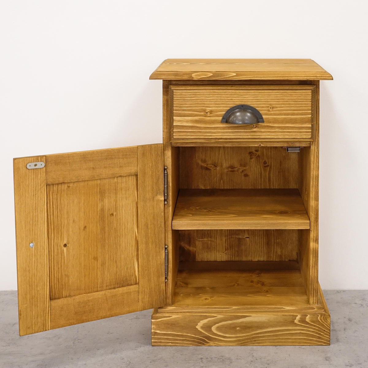 NACHTTISCH aus Massivholz CHARLOTTE Scharnier Links - Hellbraun, Holz (38/60/33cm) - Seart