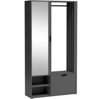 GARDEROBEN-SET Lena Uni mit Spiegel, Sitzbank & Kleiderstange – 100/189/33 cm – Dunkelgrau - Dunkelgrau/Grau, Holzwerkstoff (100/189/33cm) - WFL GROUP