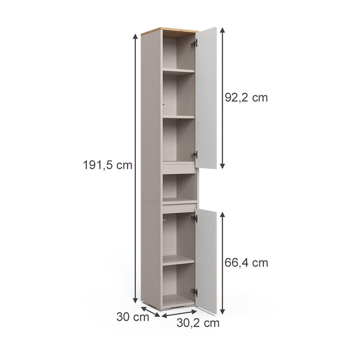 KOUPELNOVÁ SKŘÍŇKA Majest Kašmír/Řemeselné - kašmírová/světle šedá, kompozitní dřevo (30.2/191.5/30cm) - Vicco