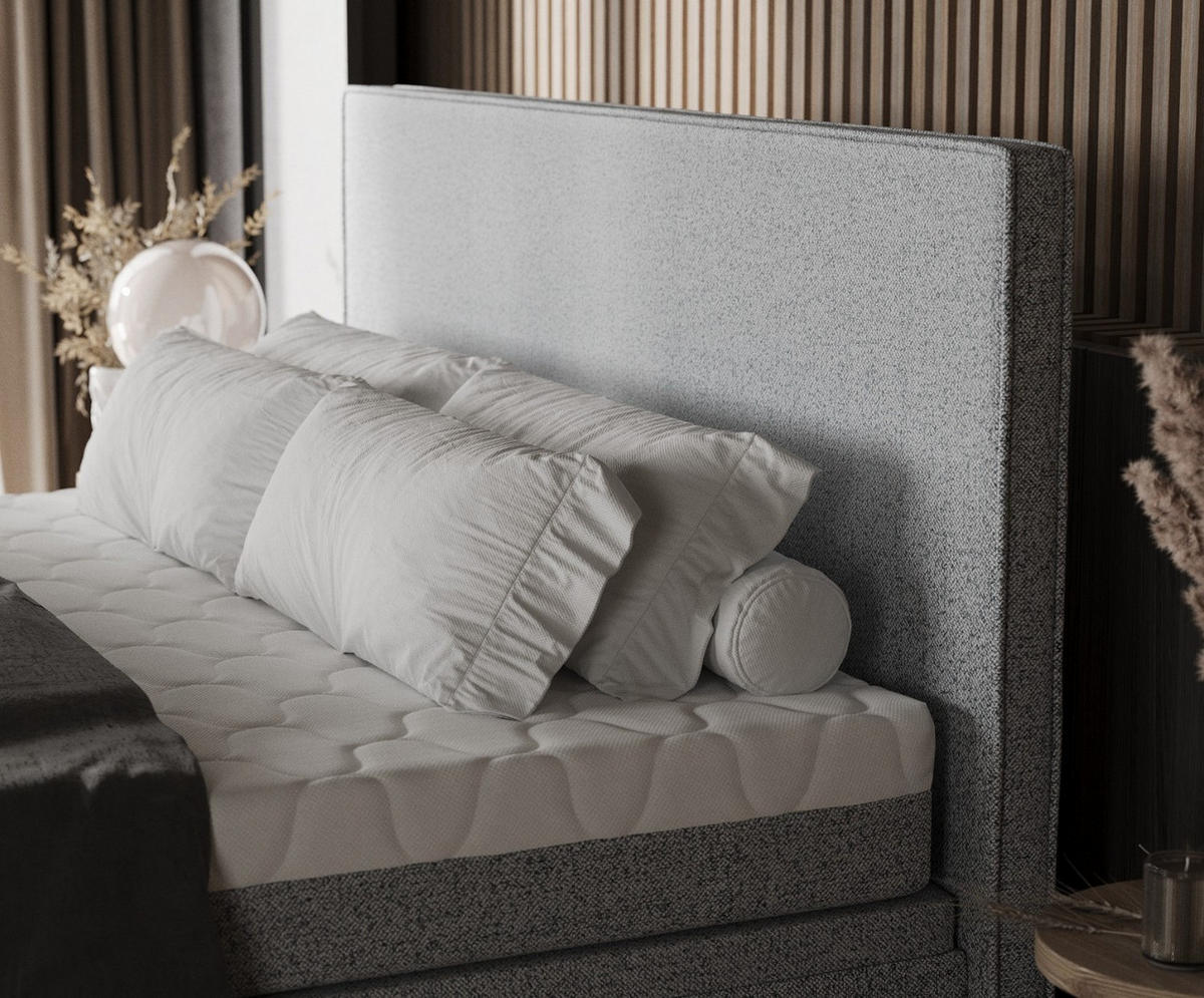 BOXBETT Zalla 140/200 cm Grau im Riva Stoff - Schwarz/Grau, Holz/Holzwerkstoff (140/200cm) - AltaBeds