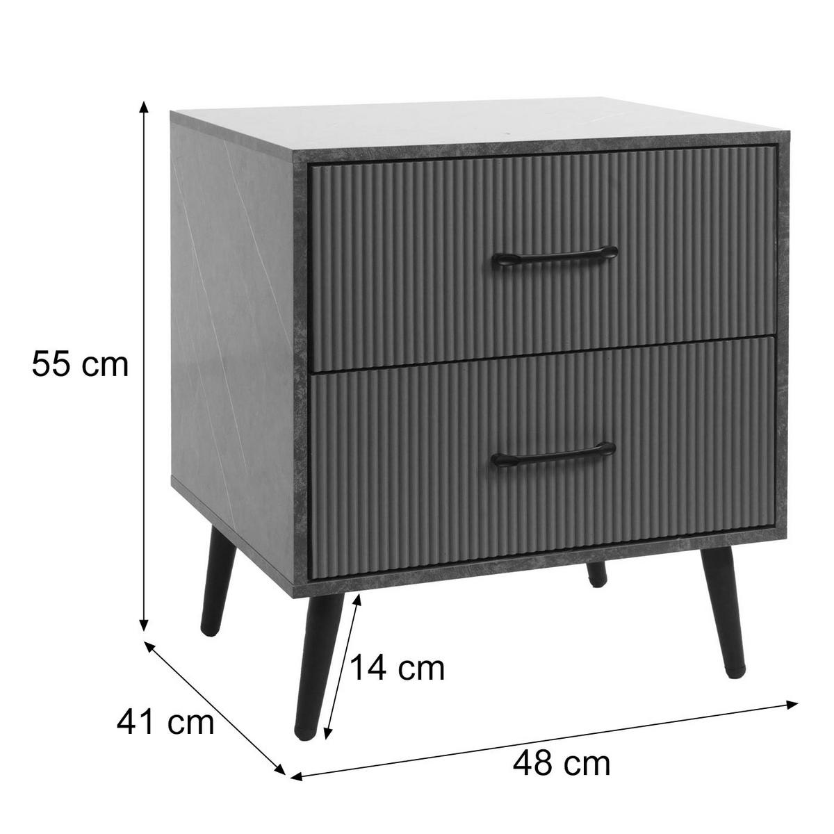 NOČNÍ STOLEK obdélníkový šedý - šedá, dřevo (48/55/41cm) - MCW