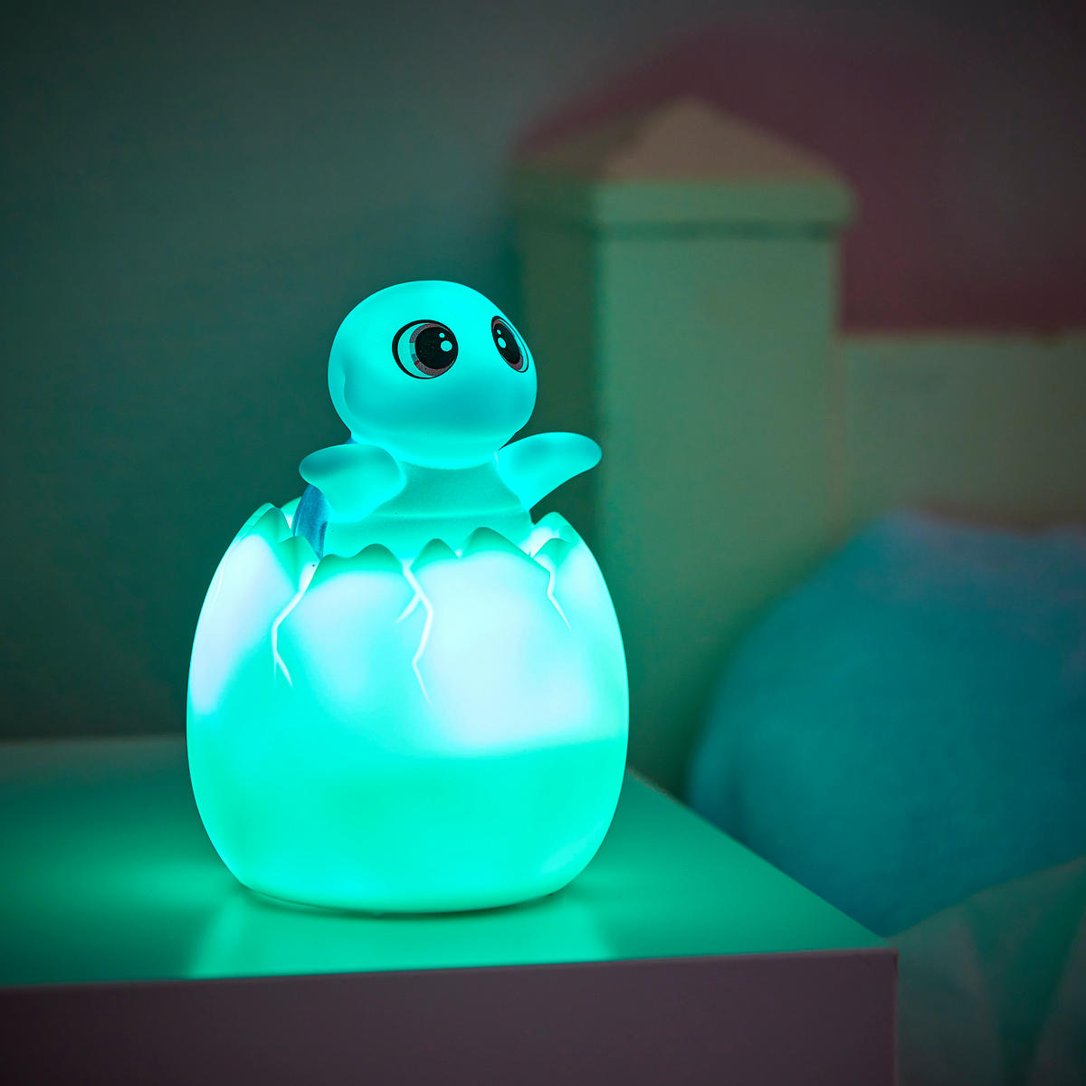 LED-AKKU-NACHTLICHT - mit Schlummermelodien, Fernbedienung und Farbwechsel für Kinder, Schildkröte - Blau, Kunststoff (8.5/8.5/13cm) - Northpoint
