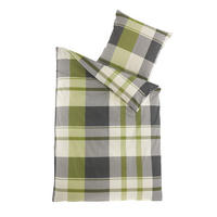 BETTWÄSCHE 135x200 Renforce Baumwolle Bettbezug Karo Muster Grün Grau kariert - Grün, Textil (135/200cm) - Carpe Sonno