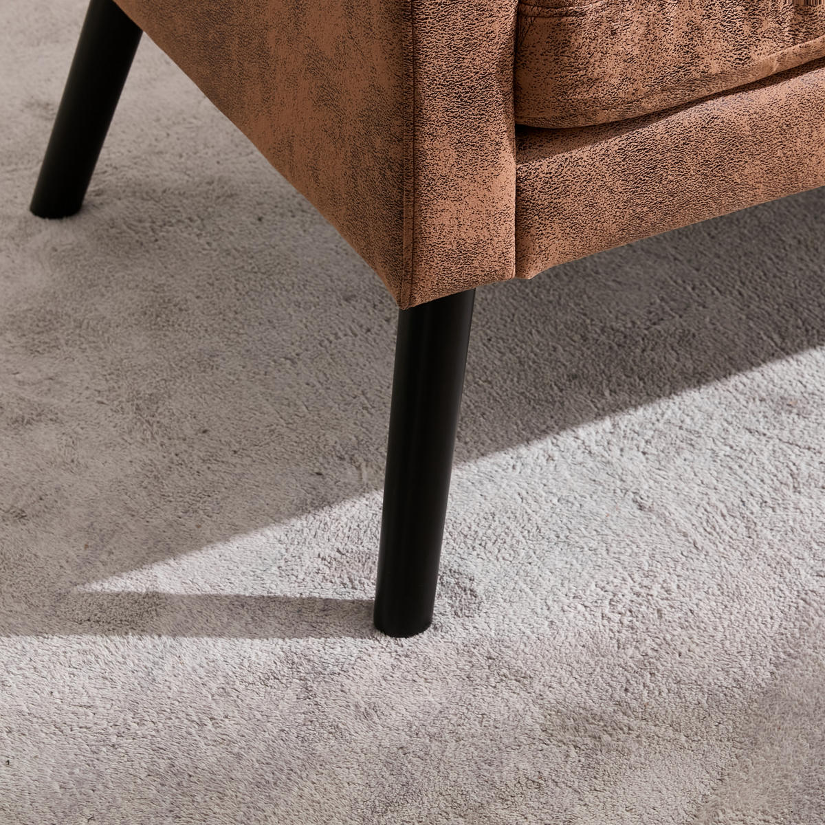 2-SITZER SOFA Leinen Coffee mit Tufting - Braun, Holz/Holzwerkstoff (119/88/75cm) - WISHDOR