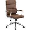 CHEFSESSEL Lederlook hellbraun - Chromfarben/Hellbraun, Textil/Metall (61/107/65cm) - CLP