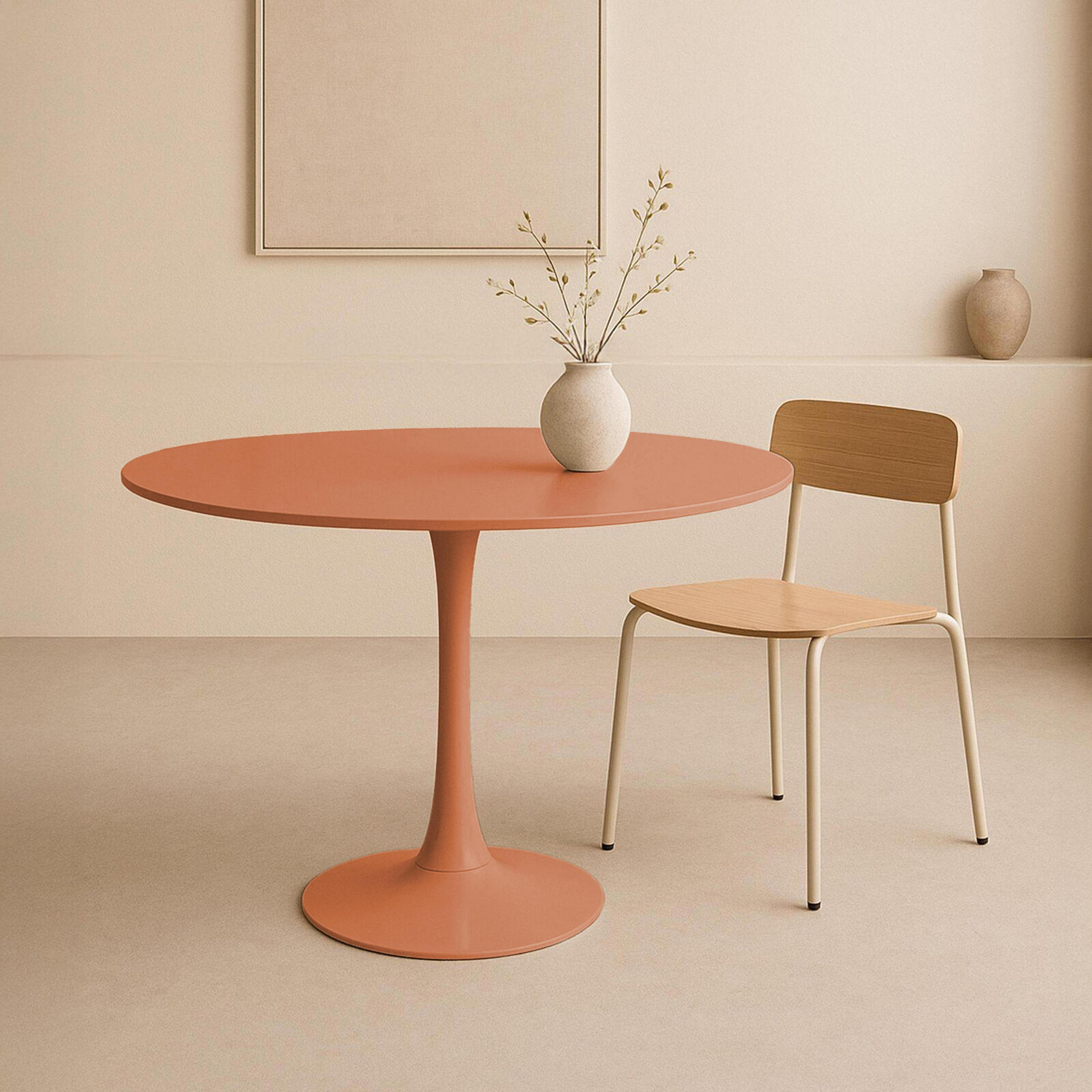 ESSTISCH, Terrakotta - Rot, Holz (100/100/74cm) - Oviala