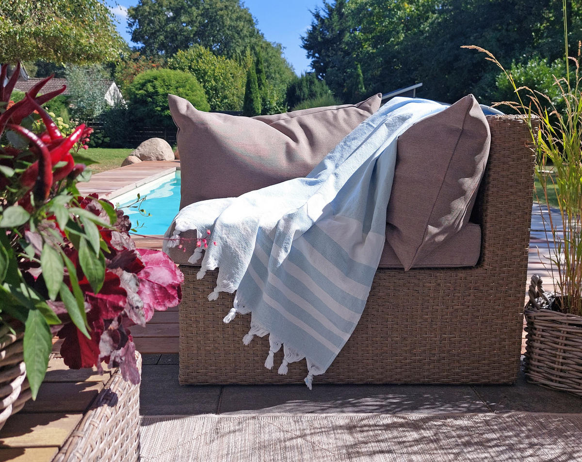 STRANDTUCH, 90x170 cm, 100% Baumwolle, Blau - Hellblau, Textil (90/170cm) - Zollner