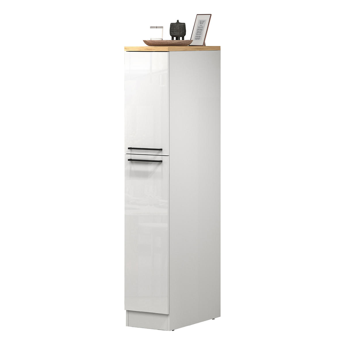 KÜCHENSCHRANK Glänzendes Weiß, Eiche 60/30/165 cm - Eichefarben/Weiß, Holzwerkstoff (30/165/60cm) - DMORA