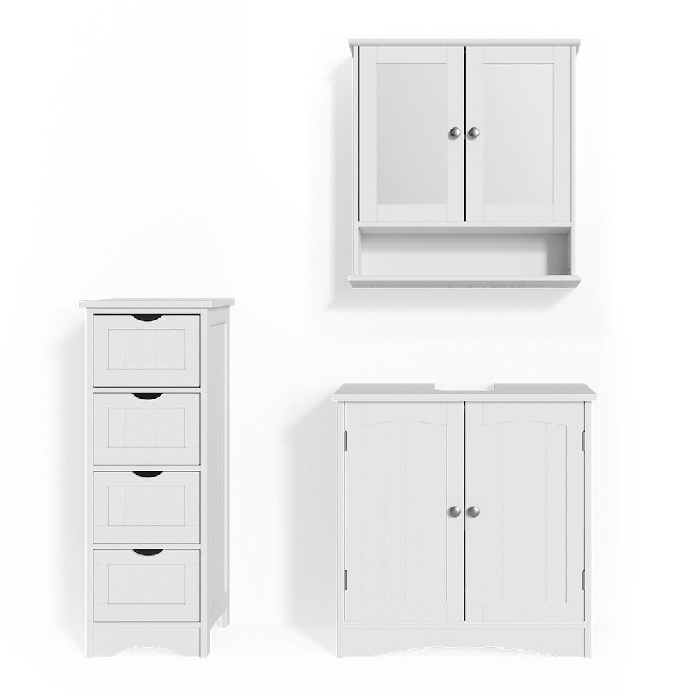 BADRUMSMÖBELSET Bianco Vit 3 delar 60/60/30 cm