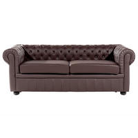 SOFA Leder Braun Chesterfield - Dunkelbraun, Leder/Fell (195/70/75cm) - Beliani