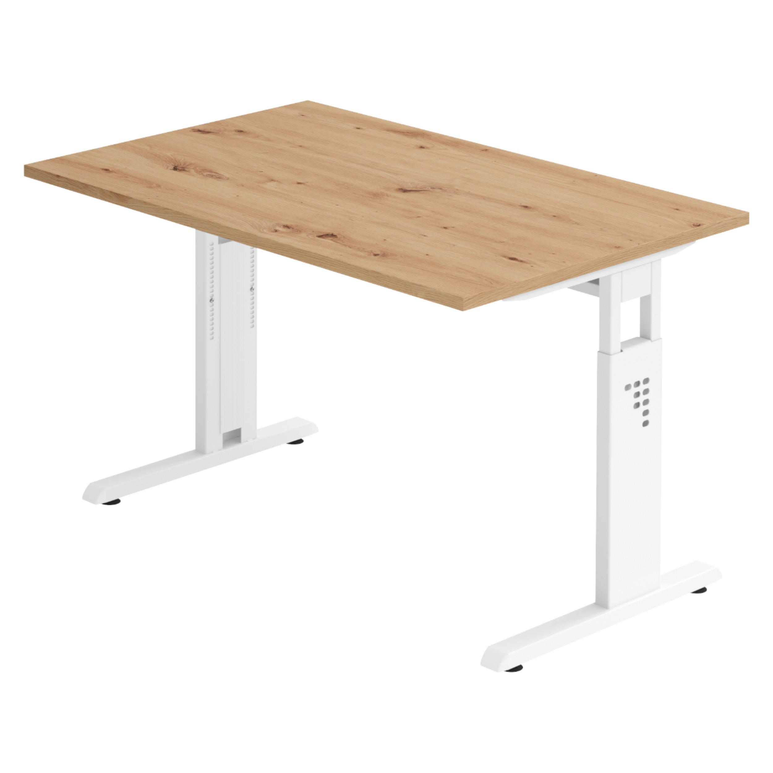 SCHREIBTISCH Serie-O 80/120/74 cm in Wildeiche/Weiß - Wildeiche/Weiß, Holzwerkstoff (80/120/74cm) - bümö
