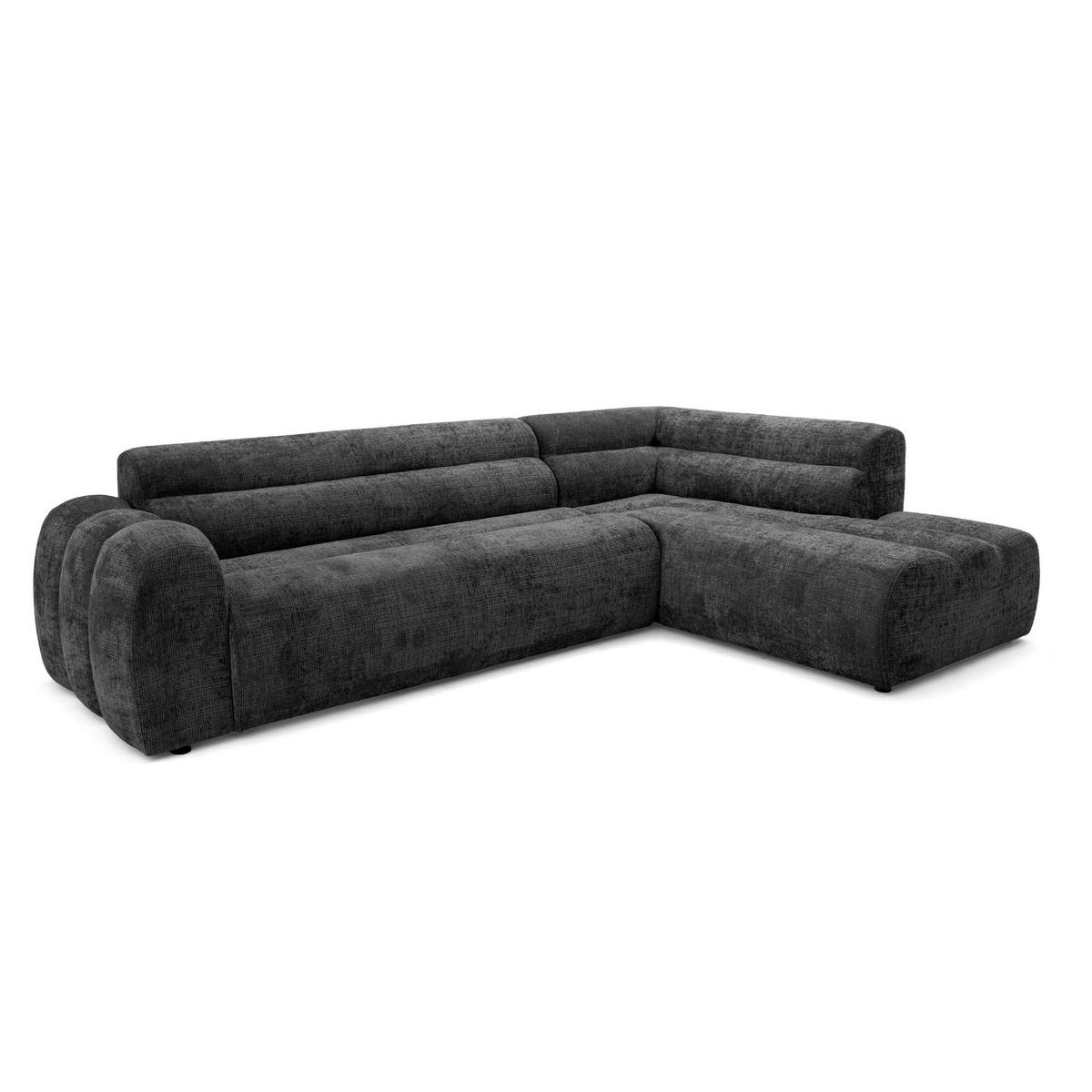 4-SITZER modulares Ecksofa VEER L Rechts, 283 x 190 cm, Chenille Webstoff Anthrazit - Anthrazit/Schwarz, Holz/Kunststoff (190/283cm) - Muffo