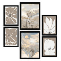POSTER Set Mit 6 Latente Natur In Kulissen Abstracts Ästhetische Dekorative Gemälde Für Ihr Wohnzimmer, Schlafzimmer, Zuhause A3 & A4 Schwarzer Rahmen - Schwarz, Papier (29/3cm) - Nacnic