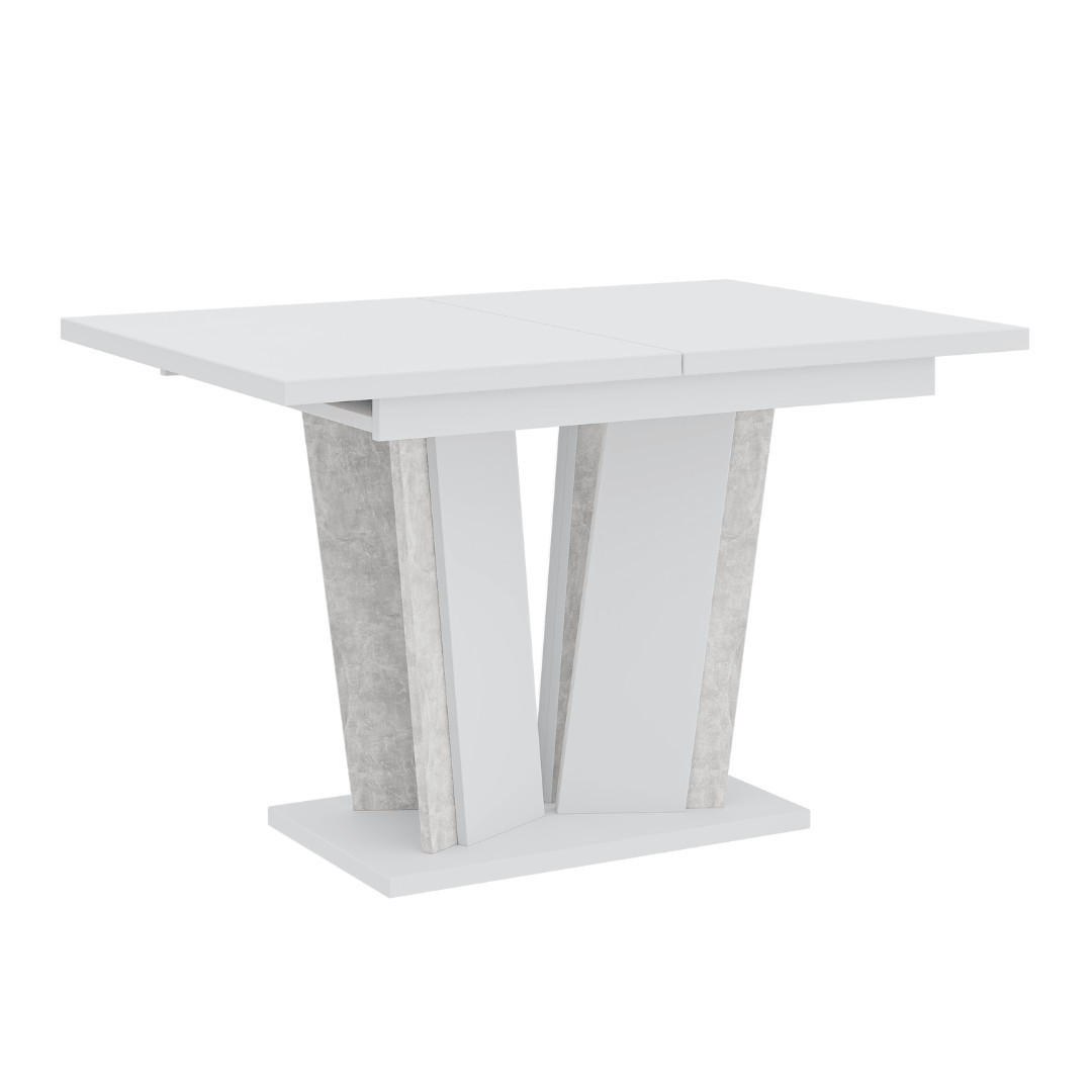 ESSTISCH Ausziehbar 120 - 160 cm Weiß und Grau Betonoptik - Weiß/Grau, Holzwerkstoff (120/80/75cm) - PROSPERO