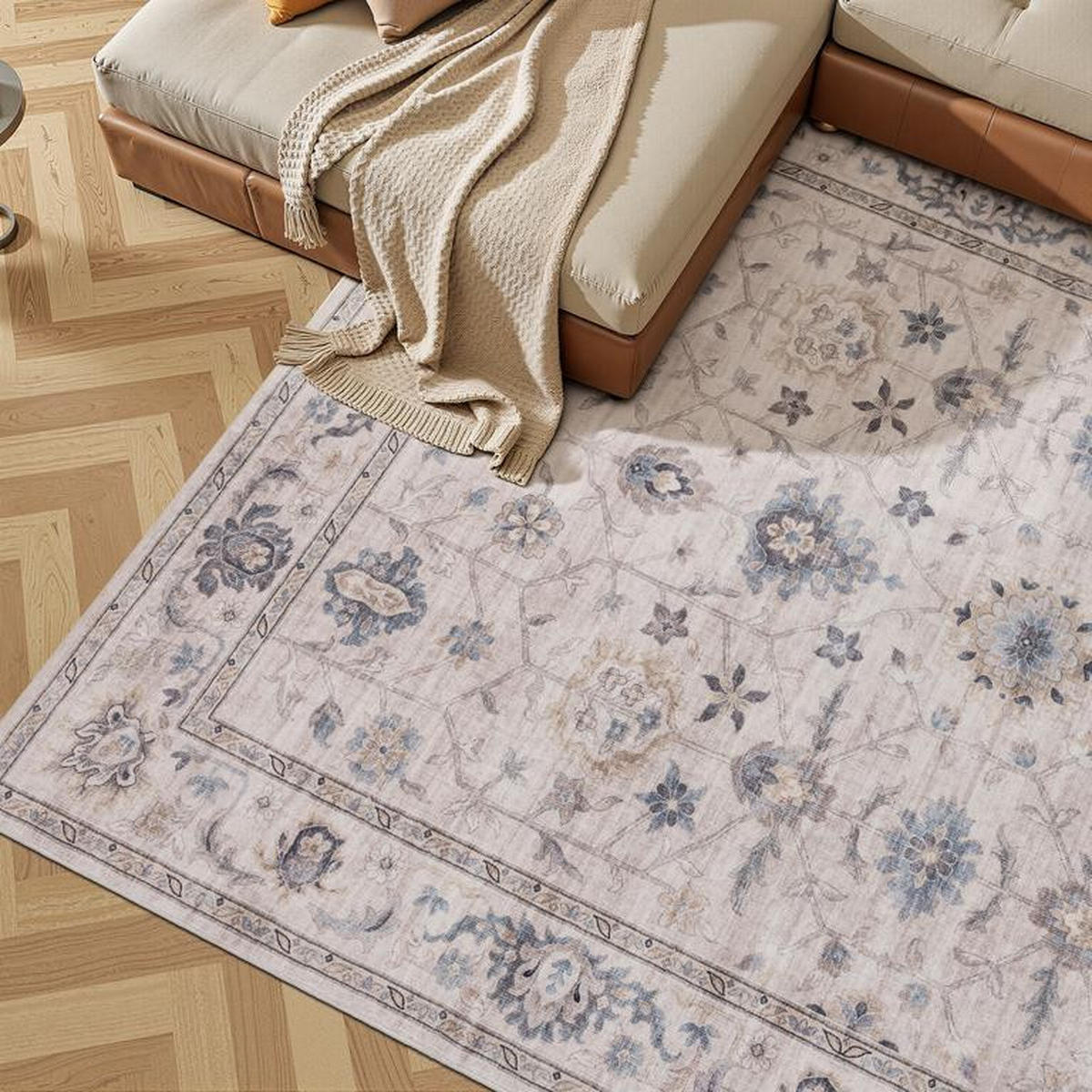 DESIGNTEPPICH Aria Beige/Blau 200x290 cm - Multicolor, Textil (200/290cm) - Vercai Rugs