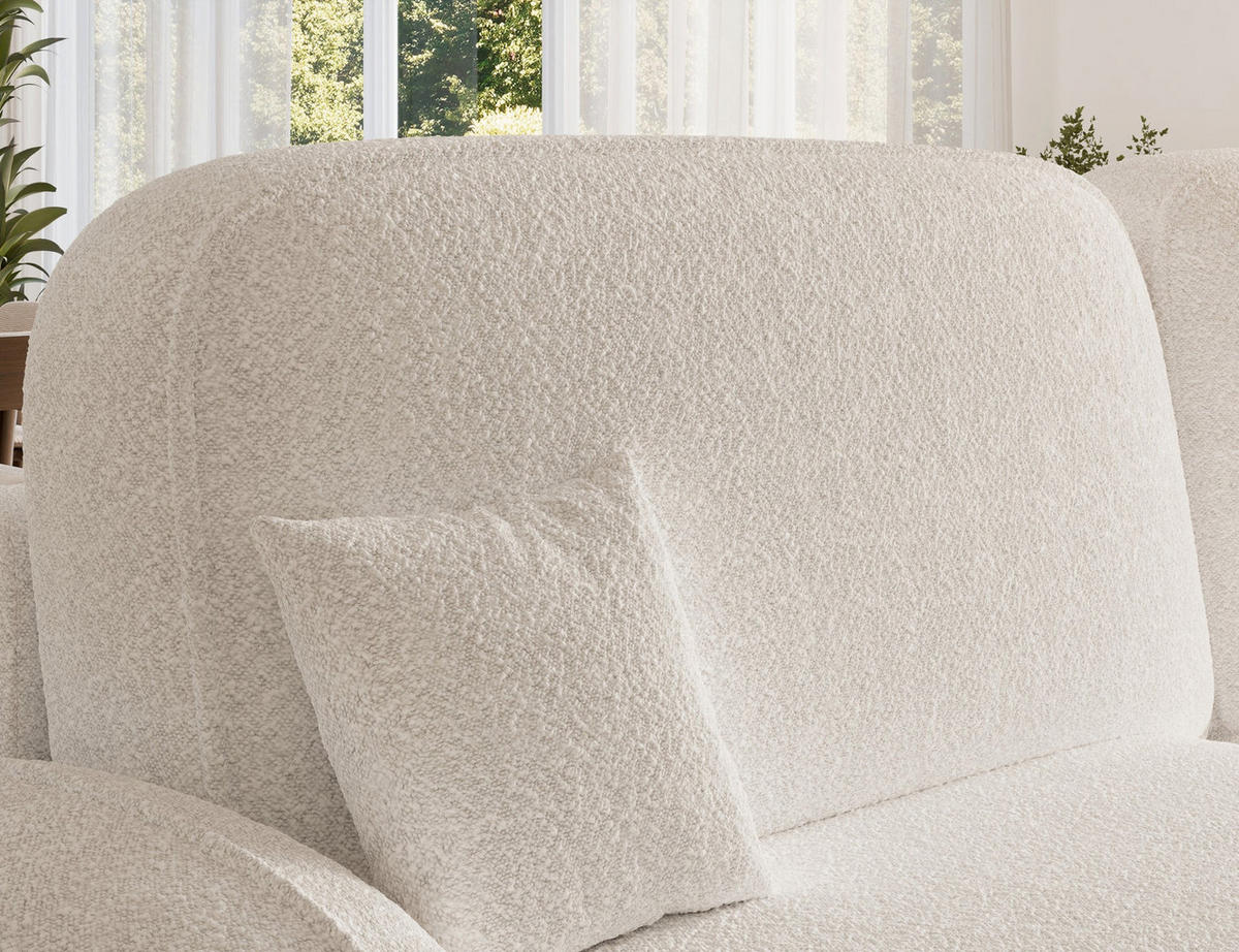 ECKSOFA TESALIA L-Form – Schlaffunktion, Bettkasten, Wellenfederung, HR-Kaltschaum, minimalistisches Design - Weiß, Kunststoff (150/247cm) - Wohnideebilder